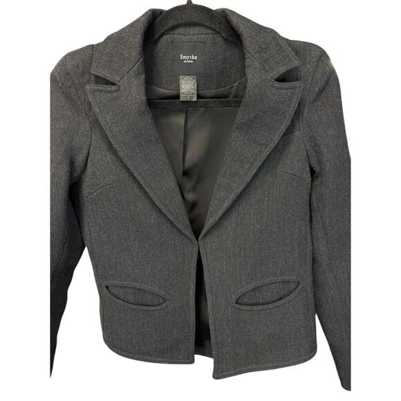 Smythe Les Vestes Wool Blend Cropped Blazer Jacket - Gray, US 2 - Picture 3 of 15
